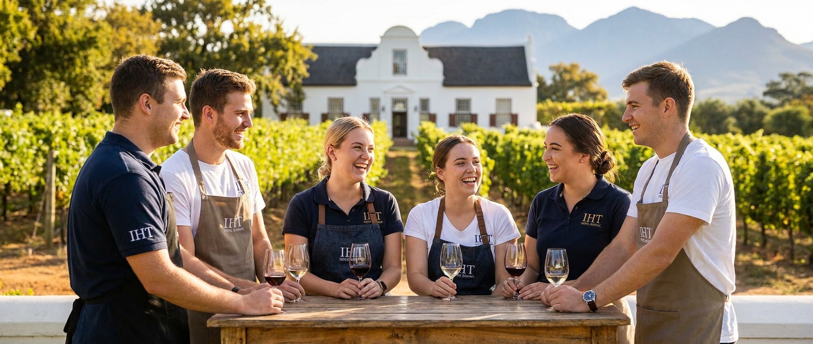 Students on a Cape Winelands estate wine tasting tour