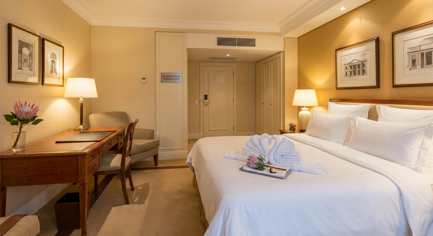 Mock hotel suite used for rooms-division training