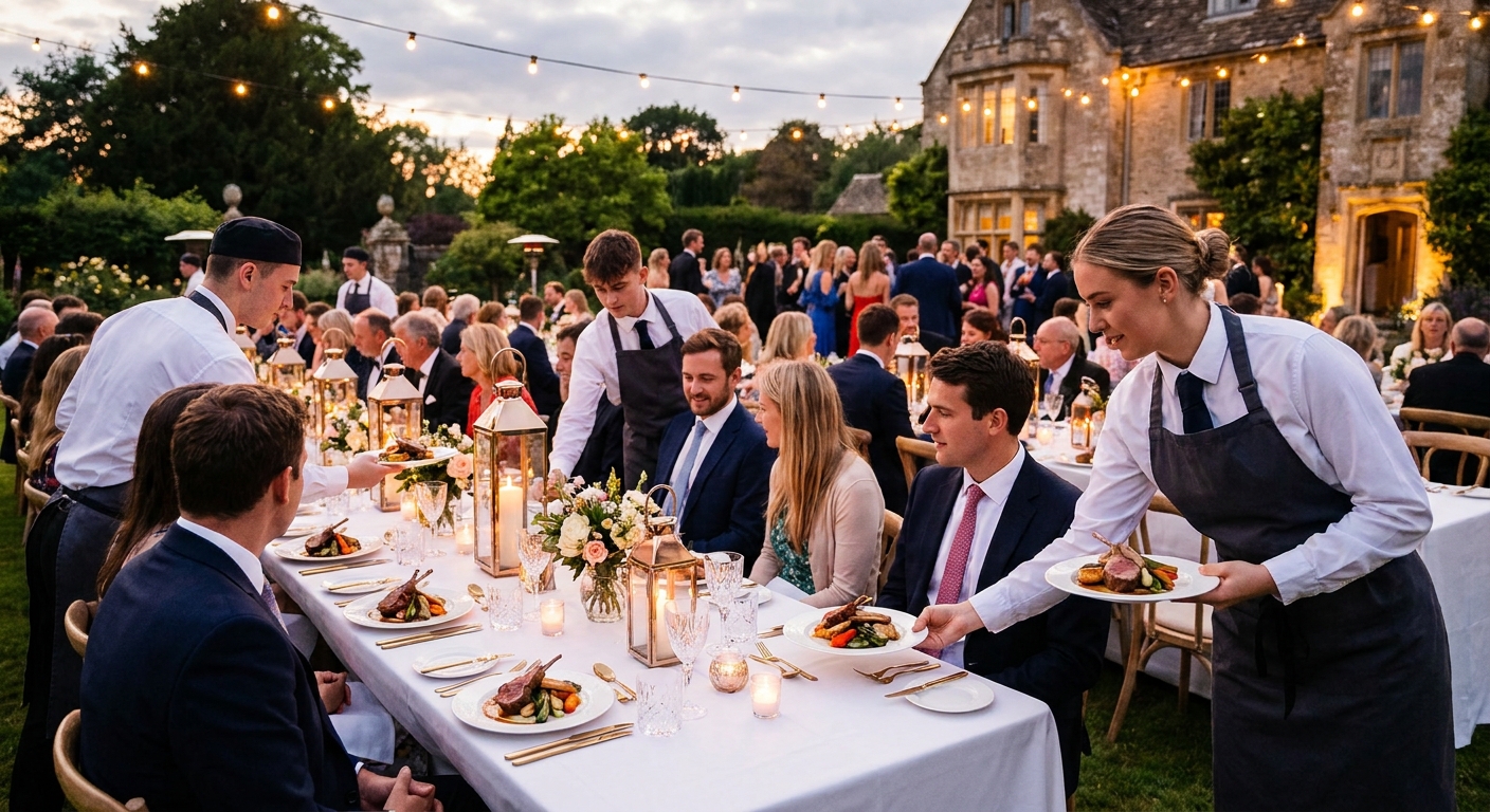 Students serving guests at the annual gala dinner